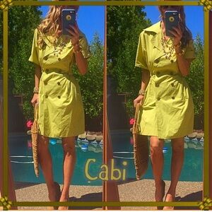 CAbi Chartreuse Double-Breasted Mini Dress